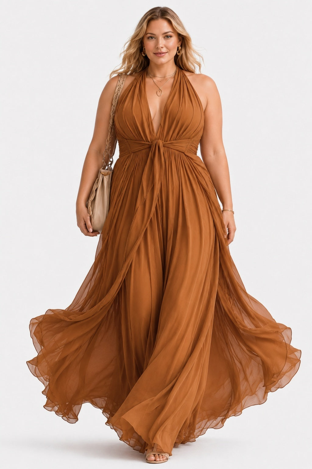 A-Line Floor Length Chiffon Wedding Guest Dress CG0374