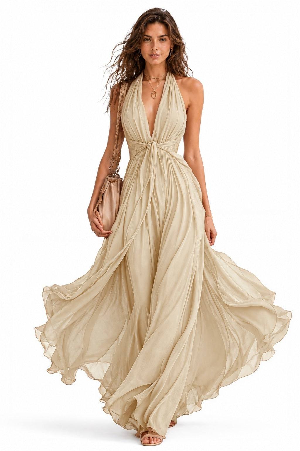 A-Line Floor Length Chiffon Wedding Guest Dress CG0374