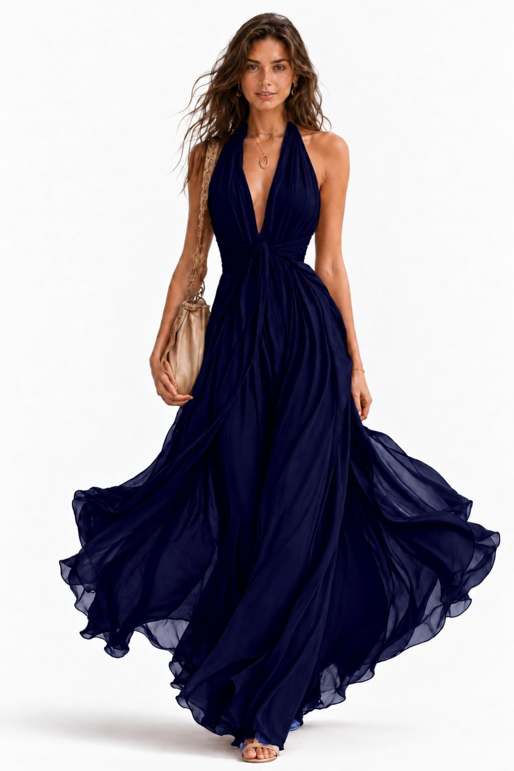 A-Line Floor Length Chiffon Wedding Guest Dress CG0374