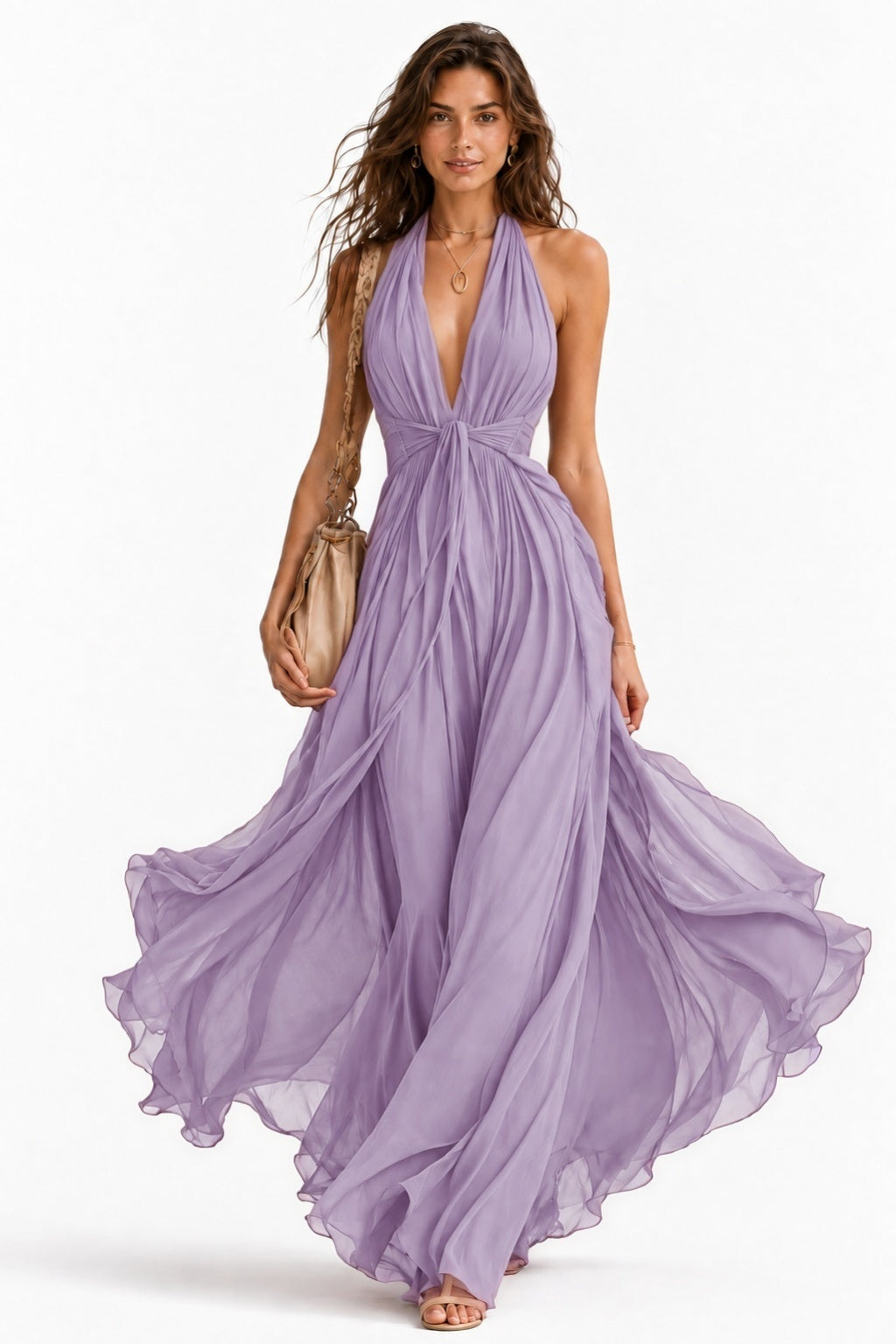 A-Line Floor Length Chiffon Wedding Guest Dress CG0374