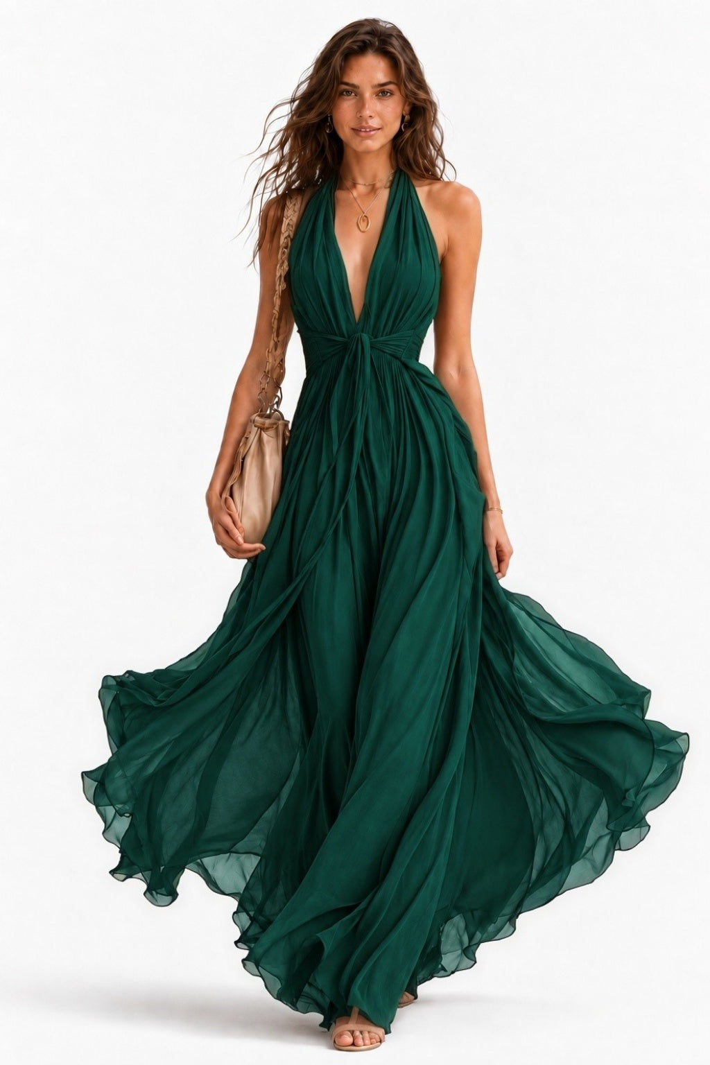 A-Line Floor Length Chiffon Wedding Guest Dress CG0374