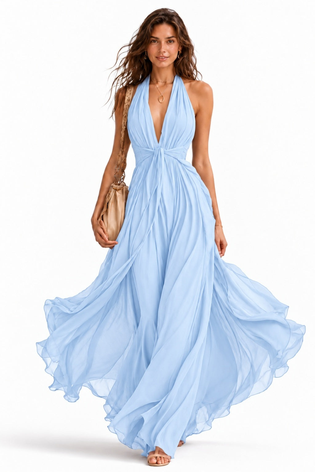 A-Line Floor Length Chiffon Wedding Guest Dress CG0374