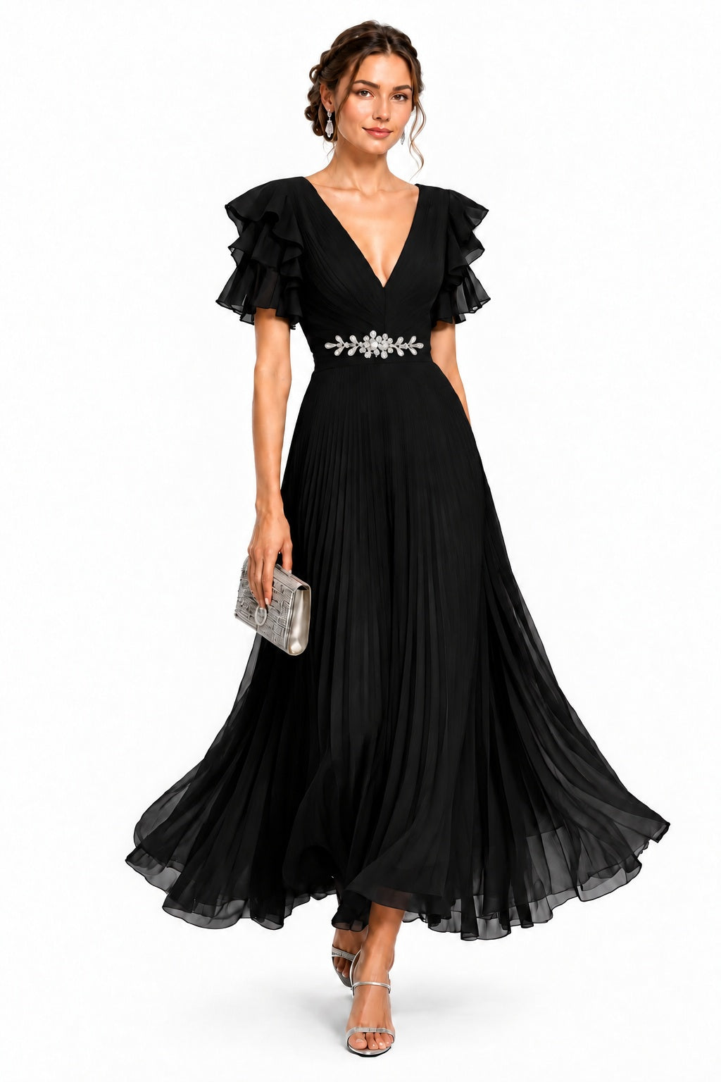 A-Line Ankle Length Chiffon Wedding Guest Dress CG0377