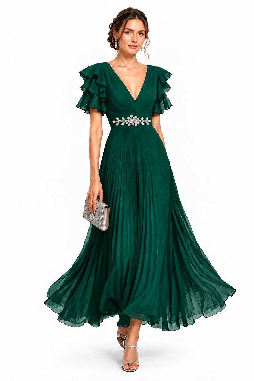 A-Line Ankle Length Chiffon Wedding Guest Dress CG0377