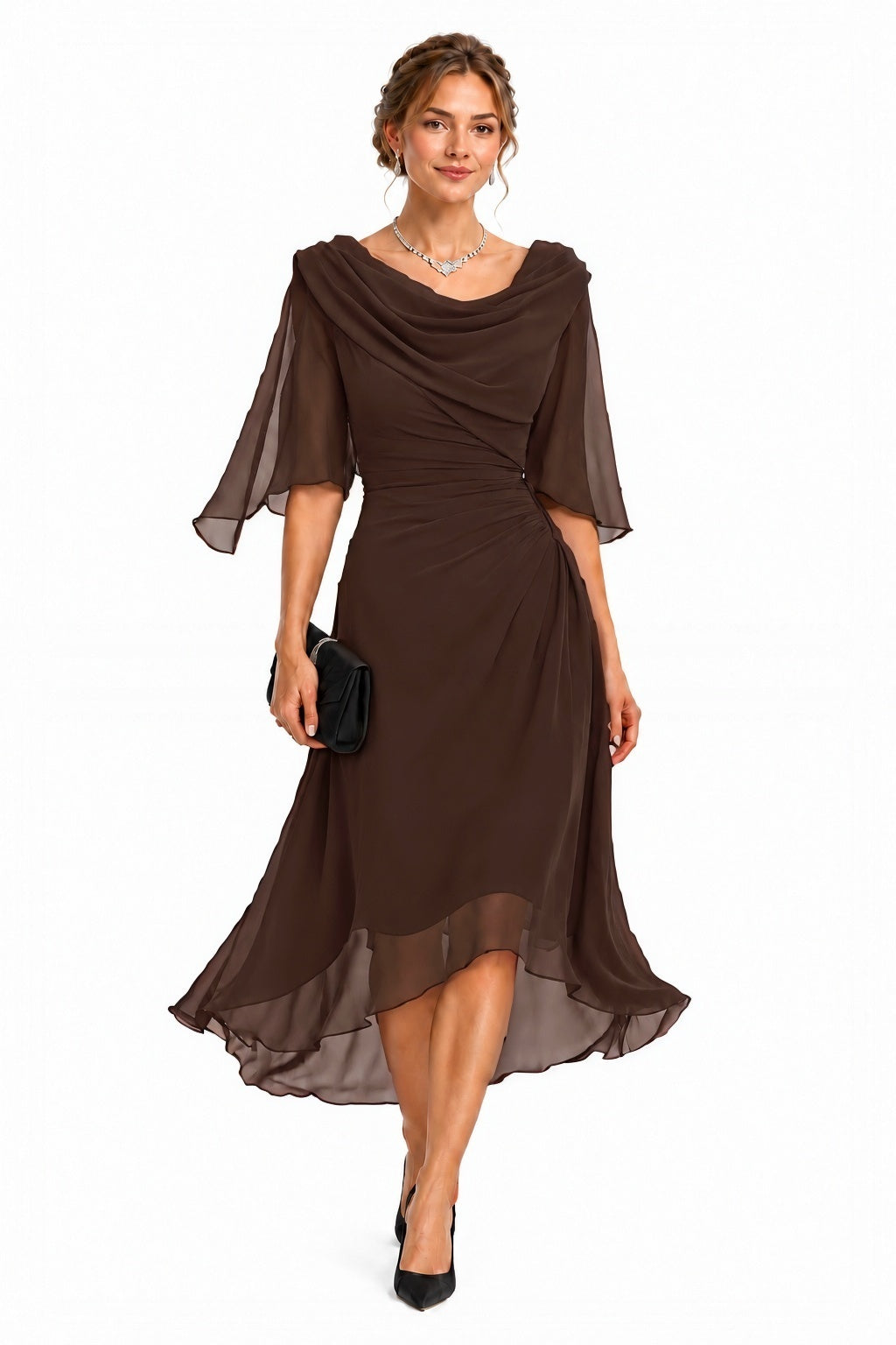 Sheath-Column High-Low Chiffon Wedding Guest Dress CG0378