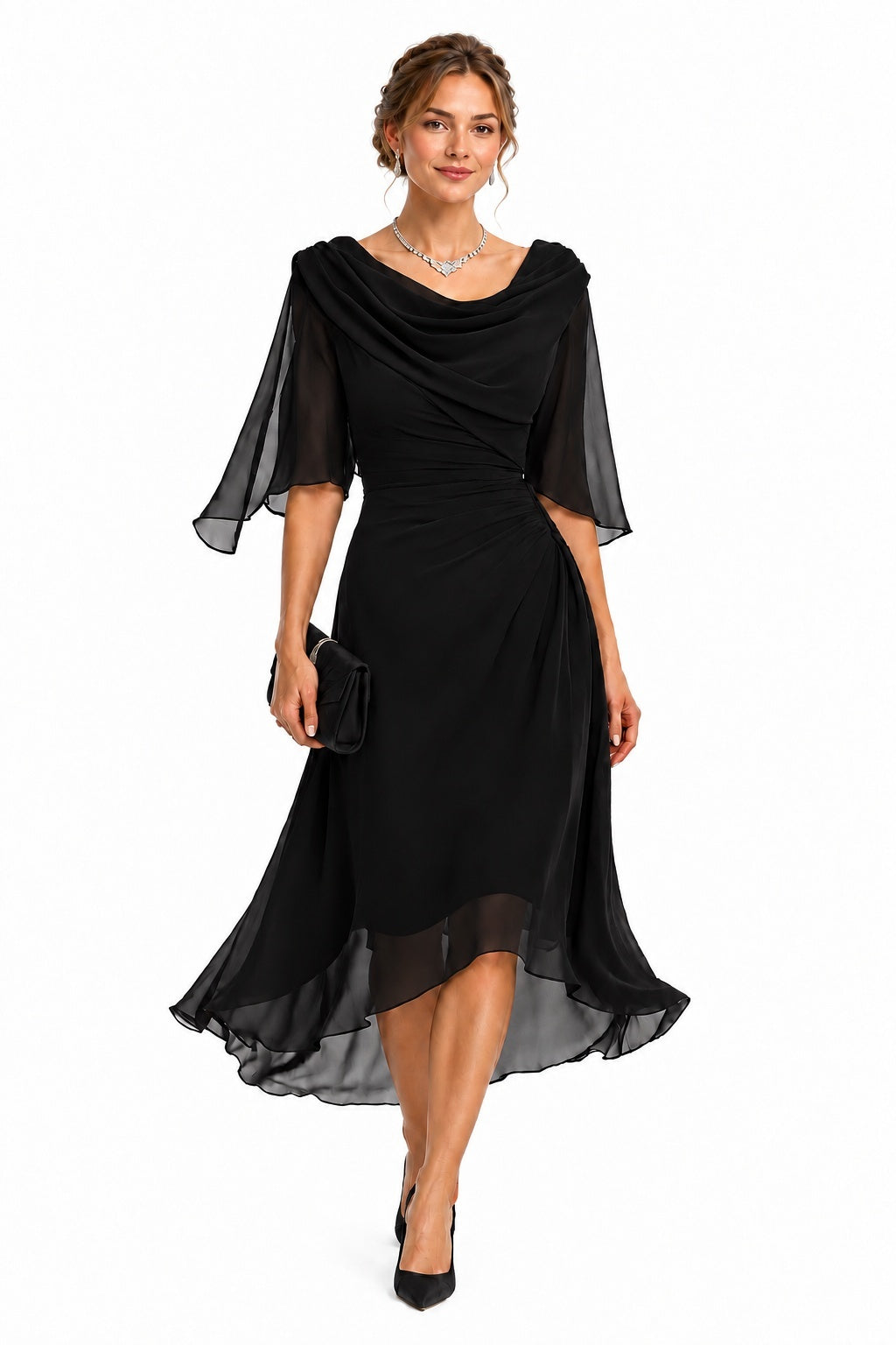 Sheath-Column High-Low Chiffon Wedding Guest Dress CG0378