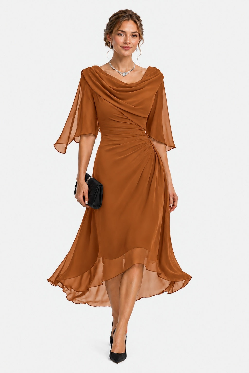 Sheath-Column High-Low Chiffon Wedding Guest Dress CG0378
