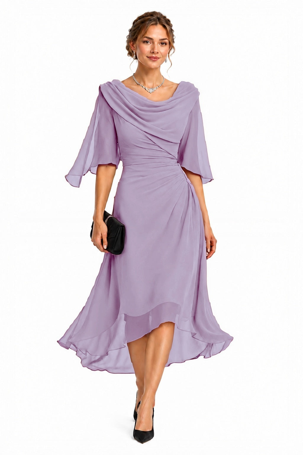 Sheath-Column High-Low Chiffon Wedding Guest Dress CG0378