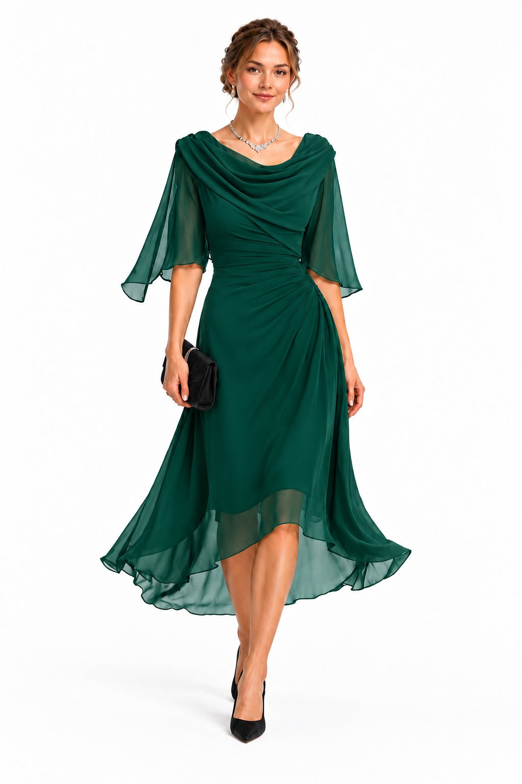 Sheath-Column High-Low Chiffon Wedding Guest Dress CG0378