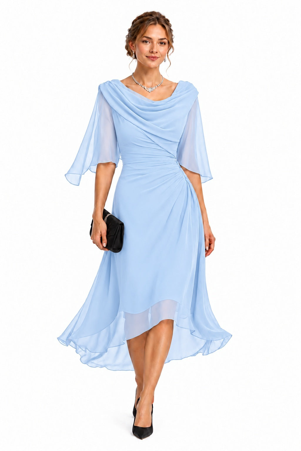 Sheath-Column High-Low Chiffon Wedding Guest Dress CG0378