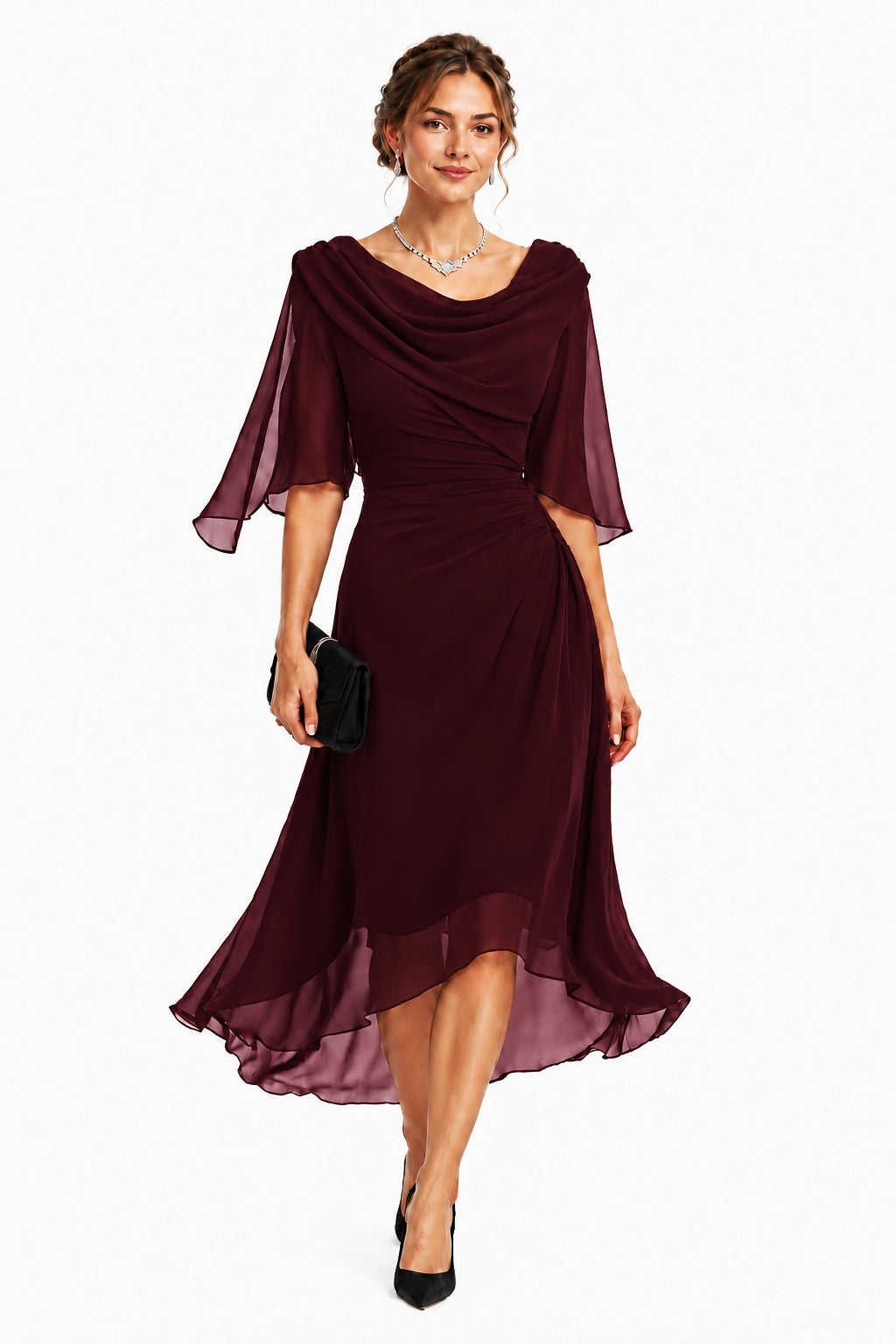 Sheath-Column High-Low Chiffon Wedding Guest Dress CG0378