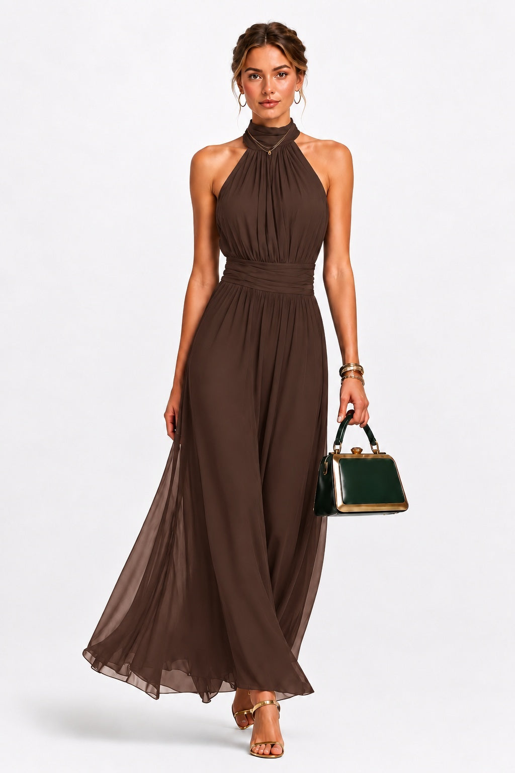 A-Line Maxi Chiffon Wedding Guest Dress CG0379
