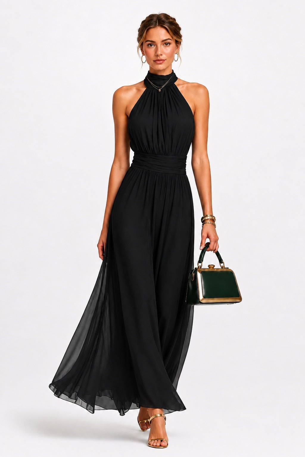 A-Line Maxi Chiffon Wedding Guest Dress CG0379