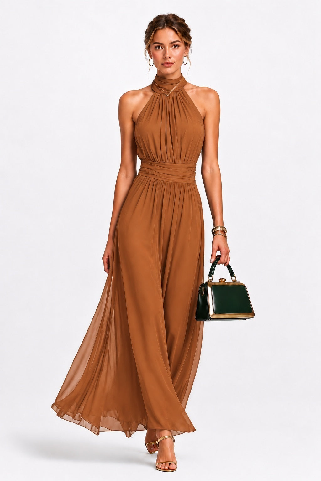 A-Line Maxi Chiffon Wedding Guest Dress CG0379