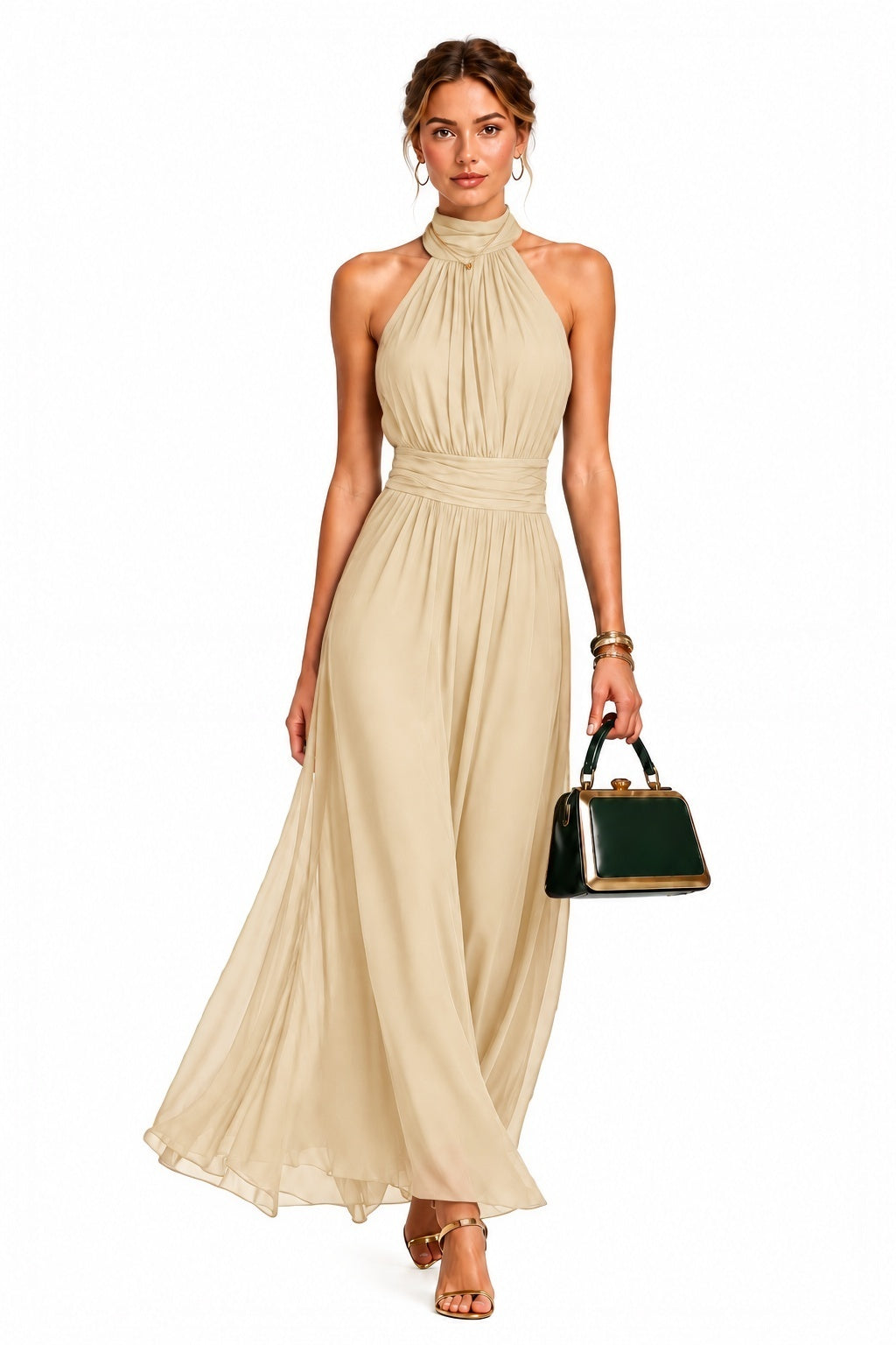 A-Line Maxi Chiffon Wedding Guest Dress CG0379