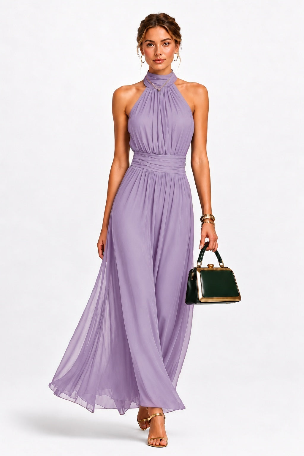 A-Line Maxi Chiffon Wedding Guest Dress CG0379