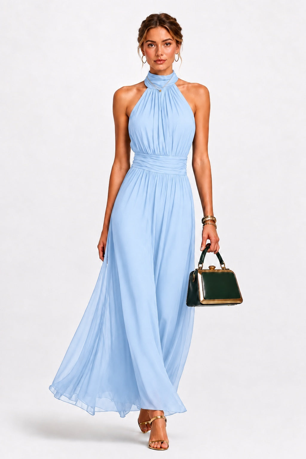 A-Line Maxi Chiffon Wedding Guest Dress CG0379