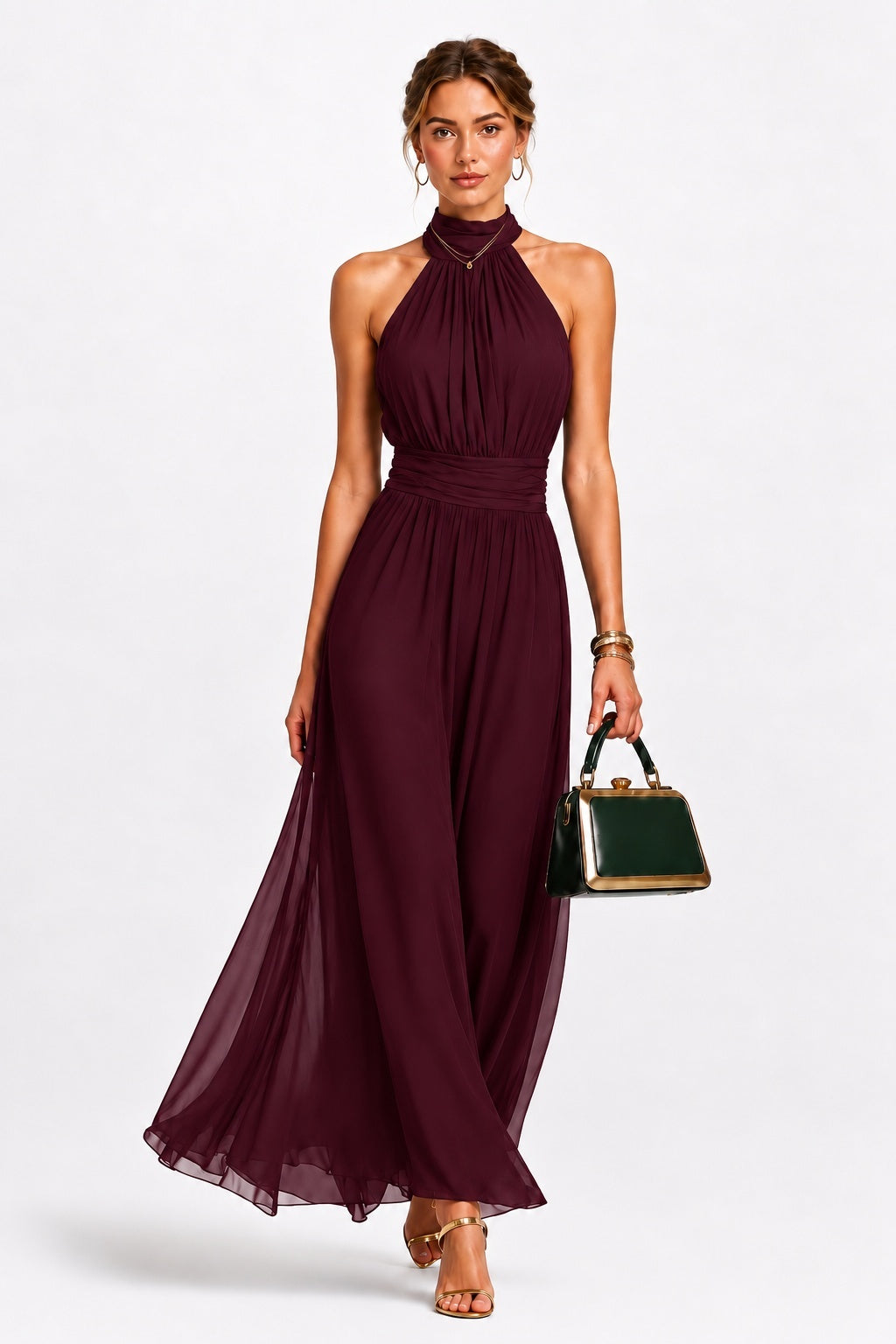 A-Line Maxi Chiffon Wedding Guest Dress CG0379
