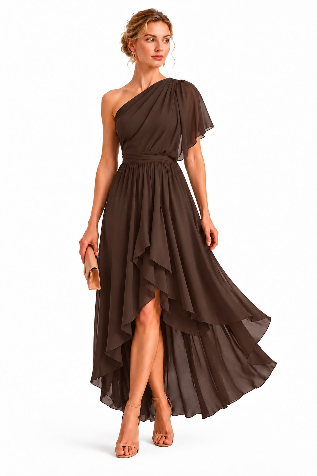 A-Line High-Low Chiffon Wedding Guest Dress CG0380