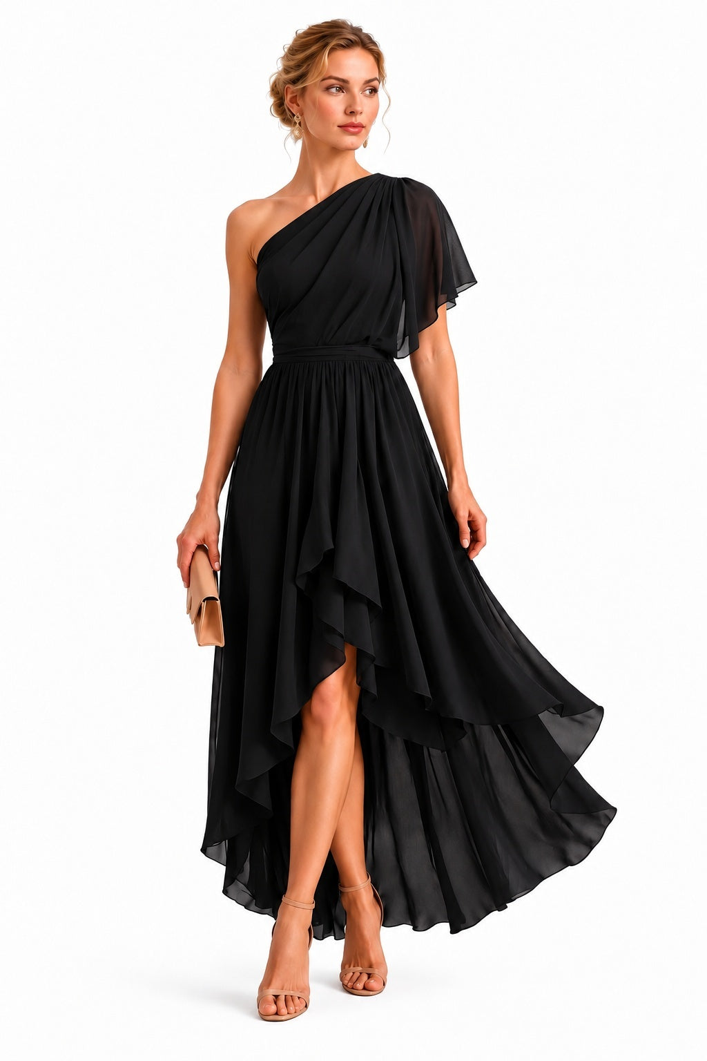 A-Line High-Low Chiffon Wedding Guest Dress CG0380