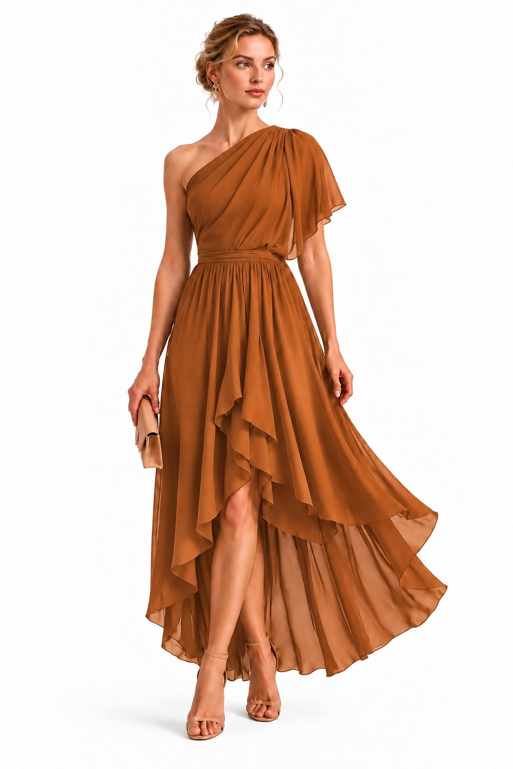 A-Line High-Low Chiffon Wedding Guest Dress CG0380