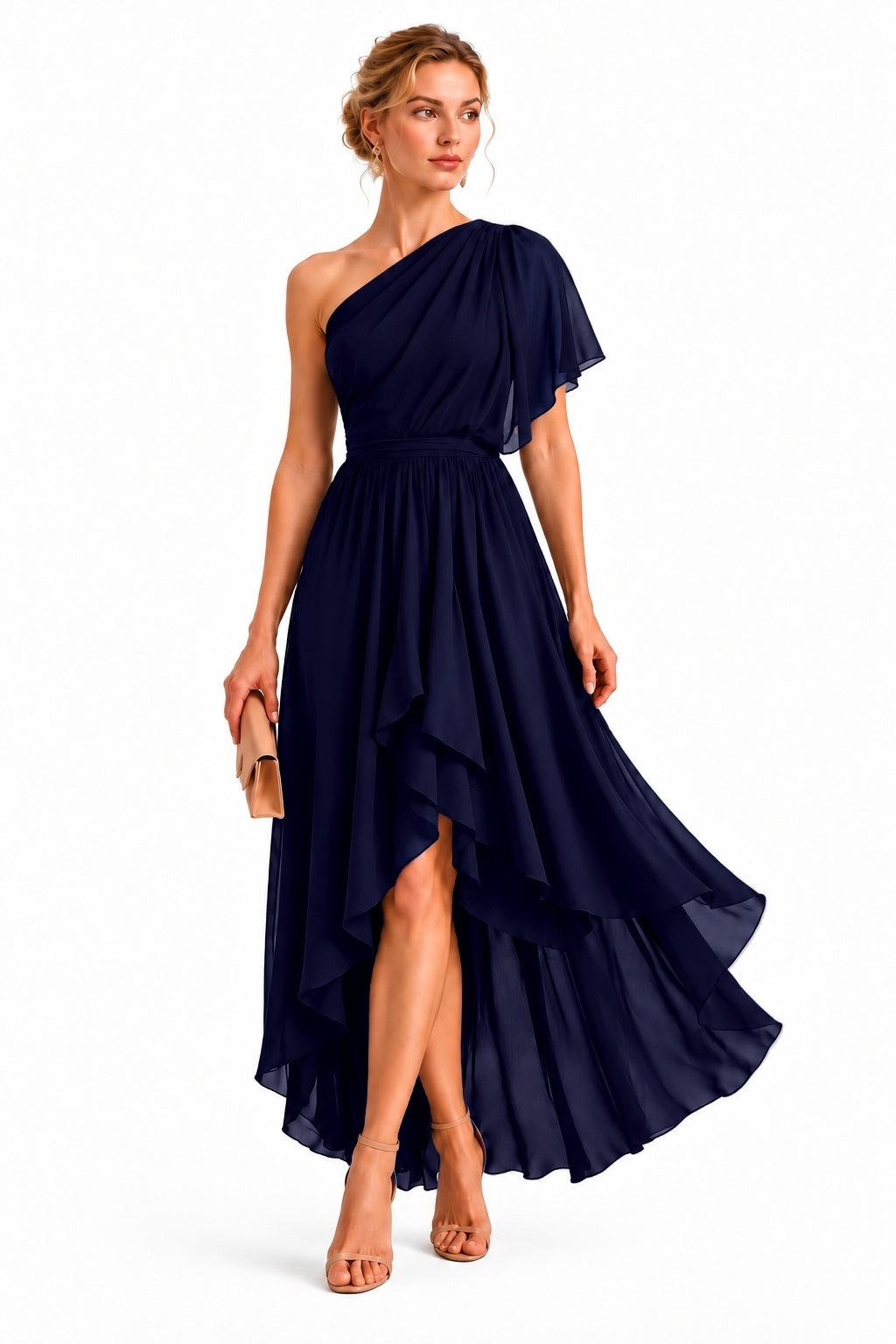 A-Line High-Low Chiffon Wedding Guest Dress CG0380