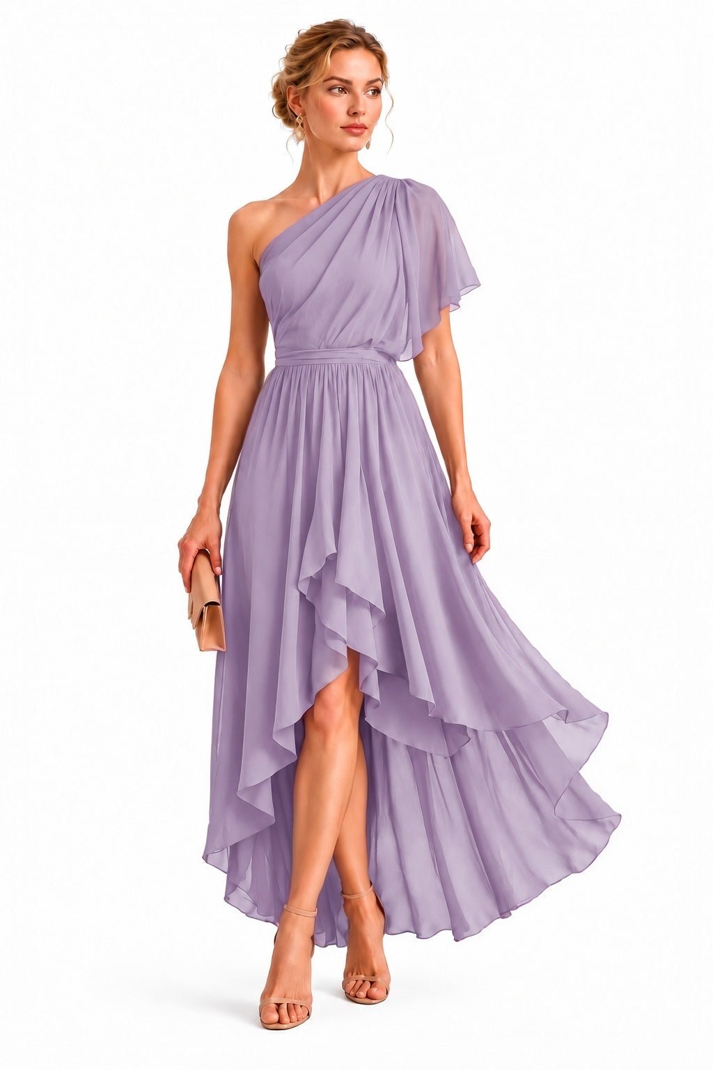 A-Line High-Low Chiffon Wedding Guest Dress CG0380