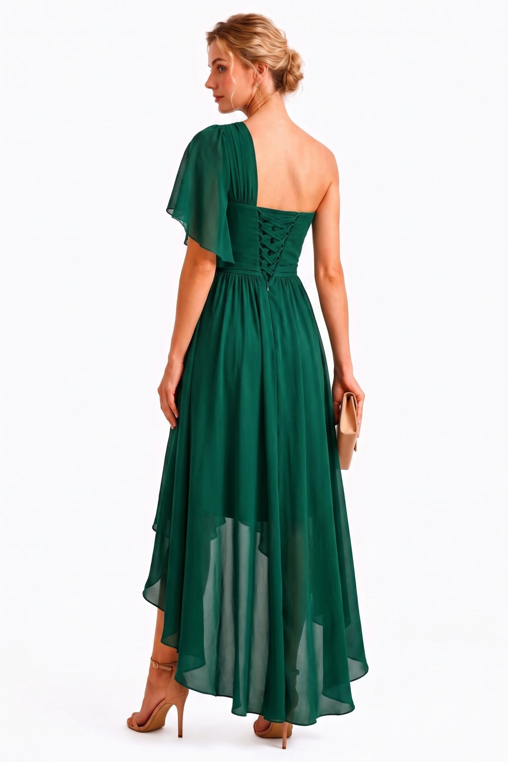 A-Line High-Low Chiffon Wedding Guest Dress CG0380
