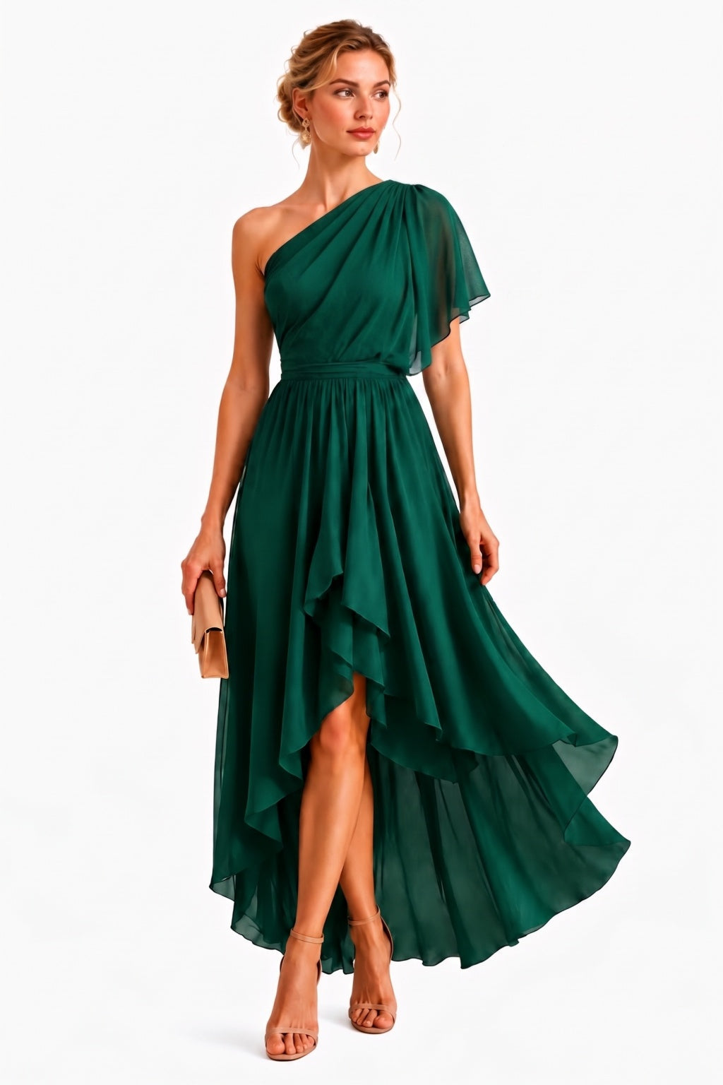 A-Line High-Low Chiffon Wedding Guest Dress CG0380