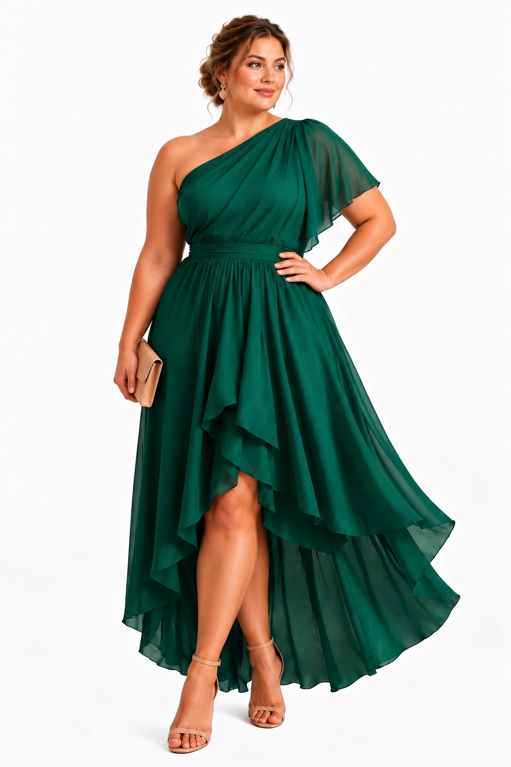 A-Line High-Low Chiffon Wedding Guest Dress CG0380
