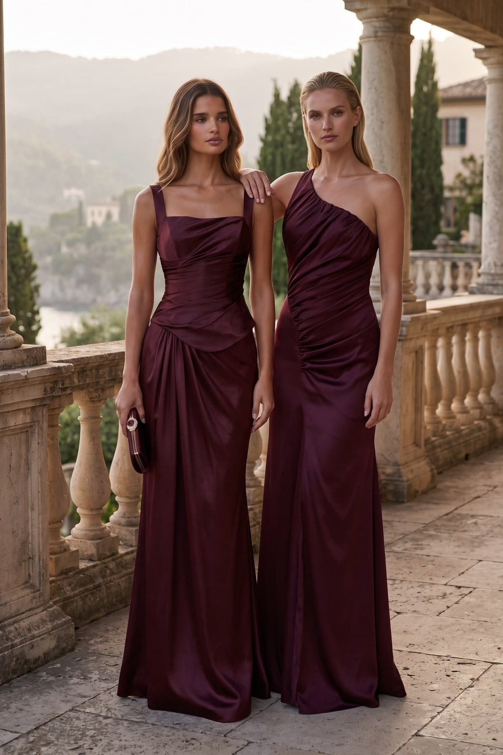 Sheath-Column Floor Length Stretch Satin Wedding Guest Dress CG0382