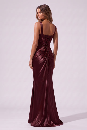 Trumpet-Mermaid Floor Length Stretch Satin Wedding Guest Dress CG0381