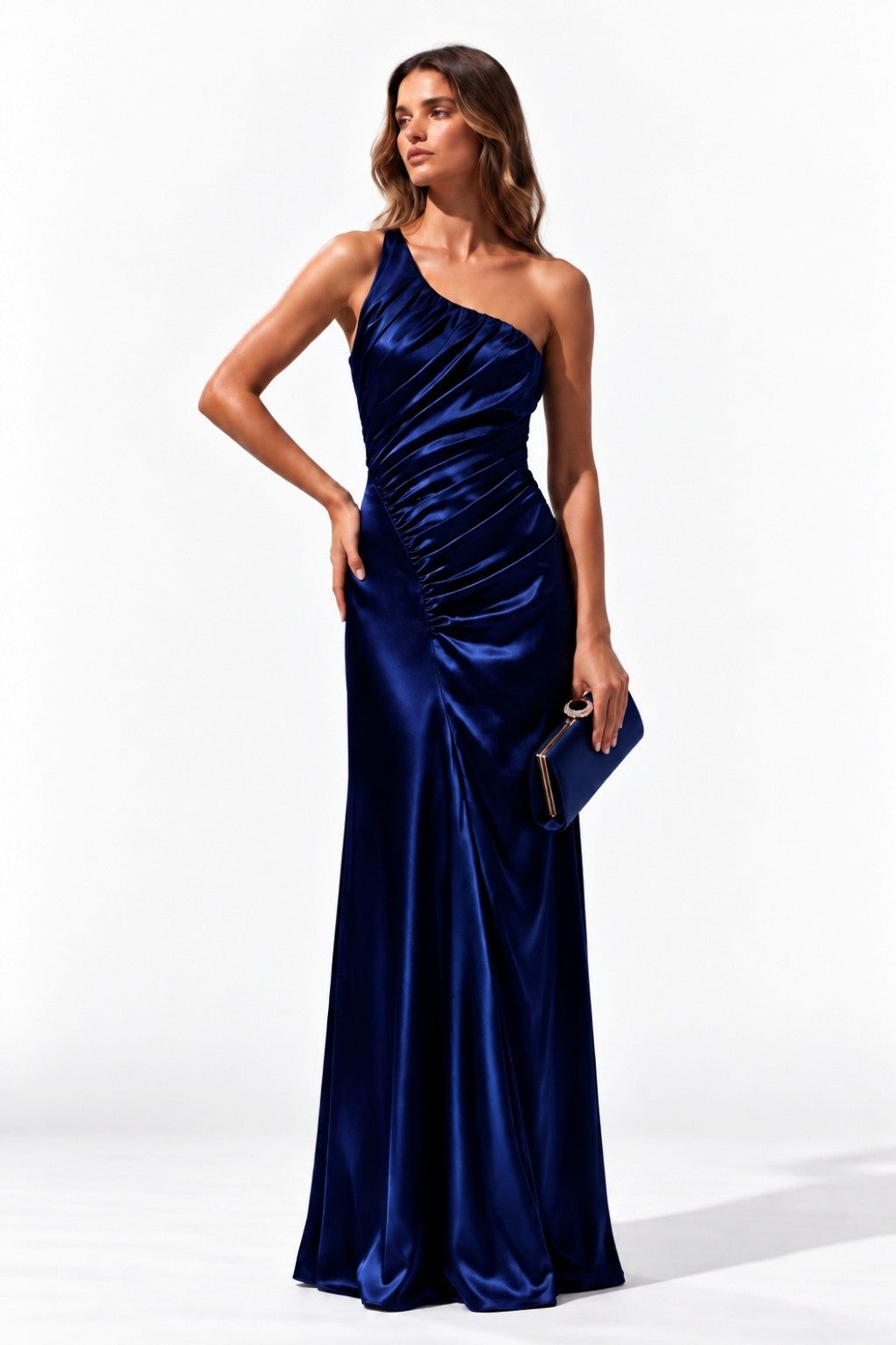 Sheath-Column Floor Length Stretch Satin Wedding Guest Dress CG0382