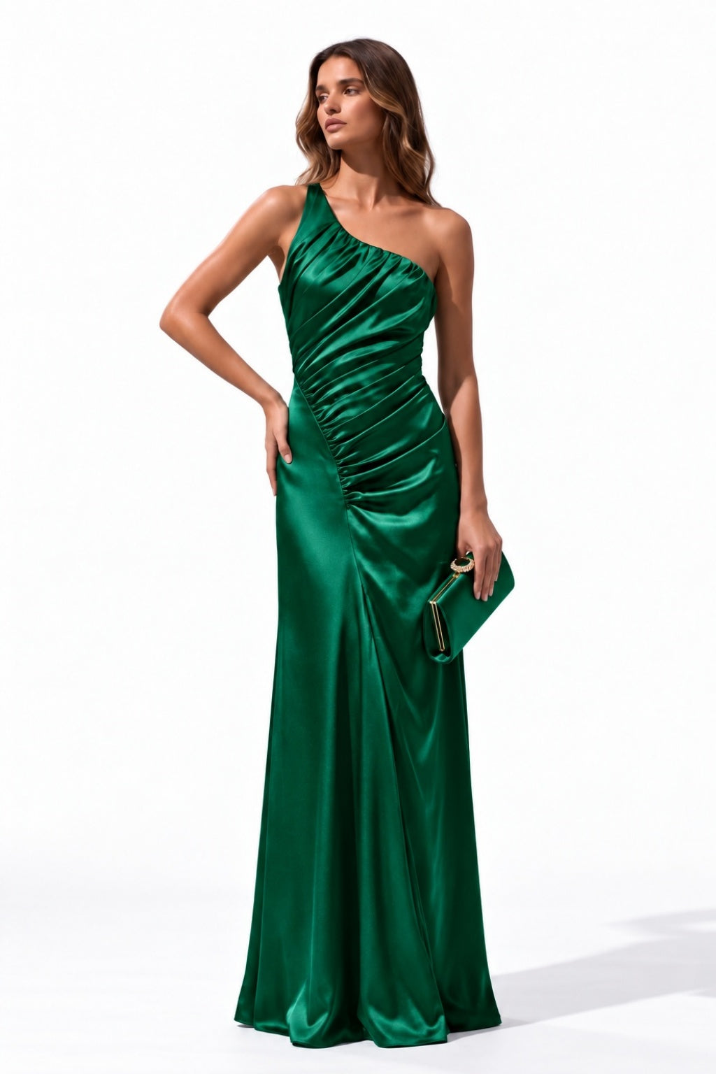 Sheath-Column Floor Length Stretch Satin Wedding Guest Dress CG0382