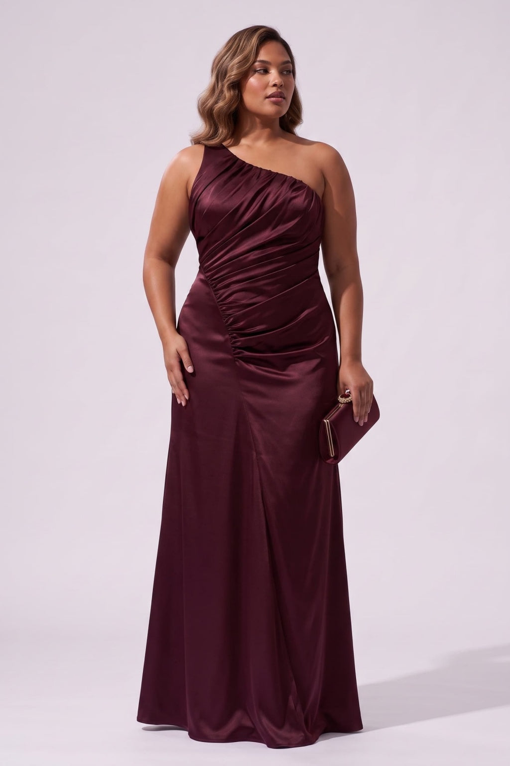 Sheath-Column Floor Length Stretch Satin Wedding Guest Dress CG0382