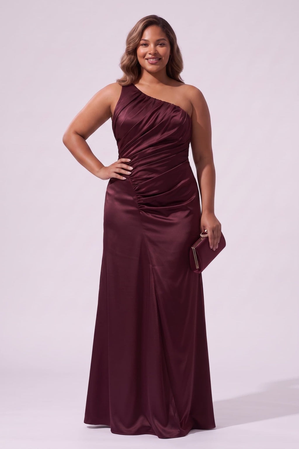 Sheath-Column Floor Length Stretch Satin Wedding Guest Dress CG0382