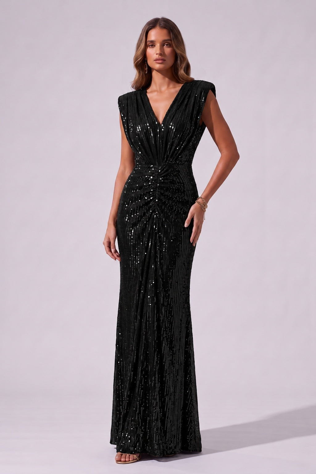 Sheath-Column Floor Length Sequined Wedding Guest Dress CG0383