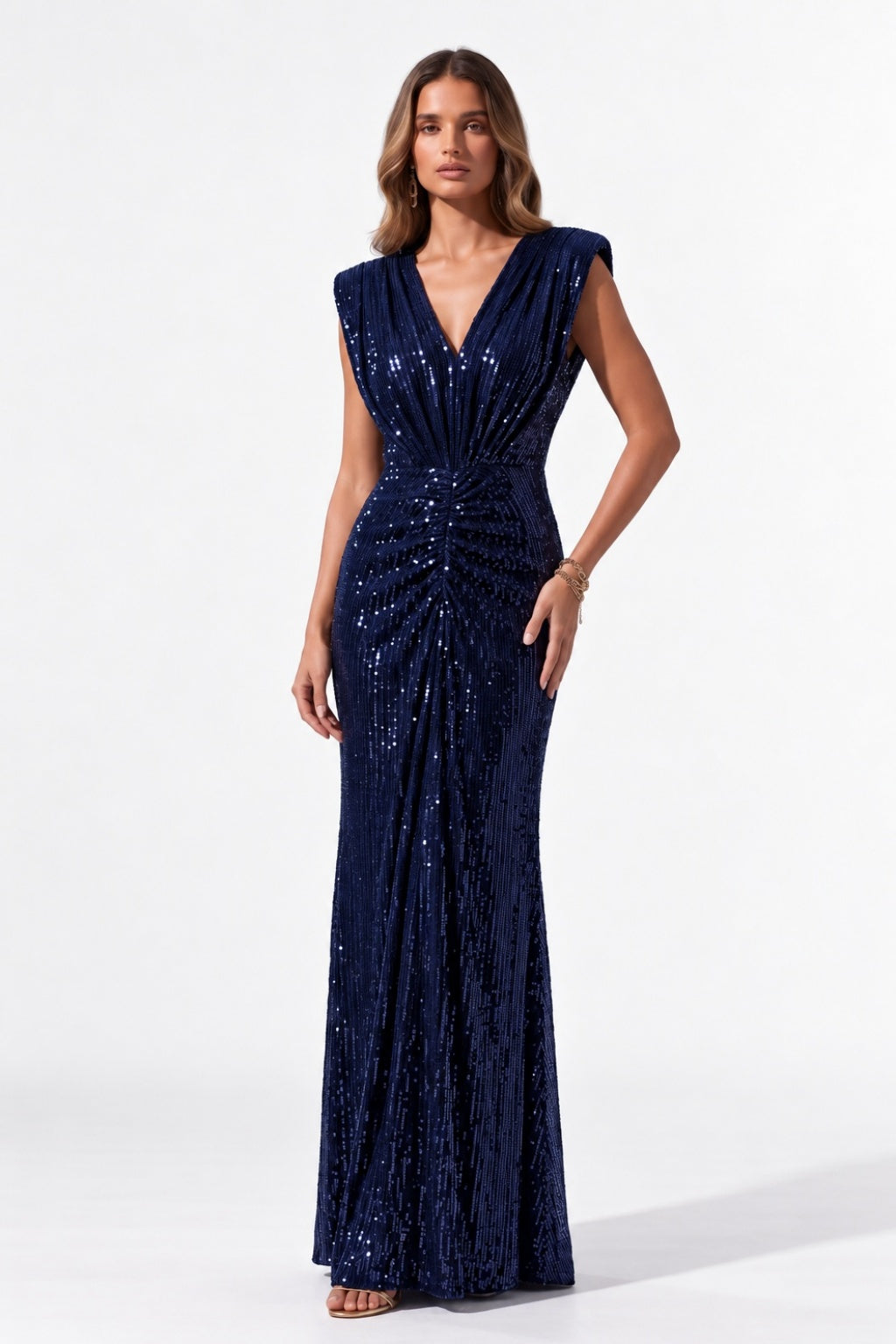Sheath-Column Floor Length Sequined Wedding Guest Dress CG0383