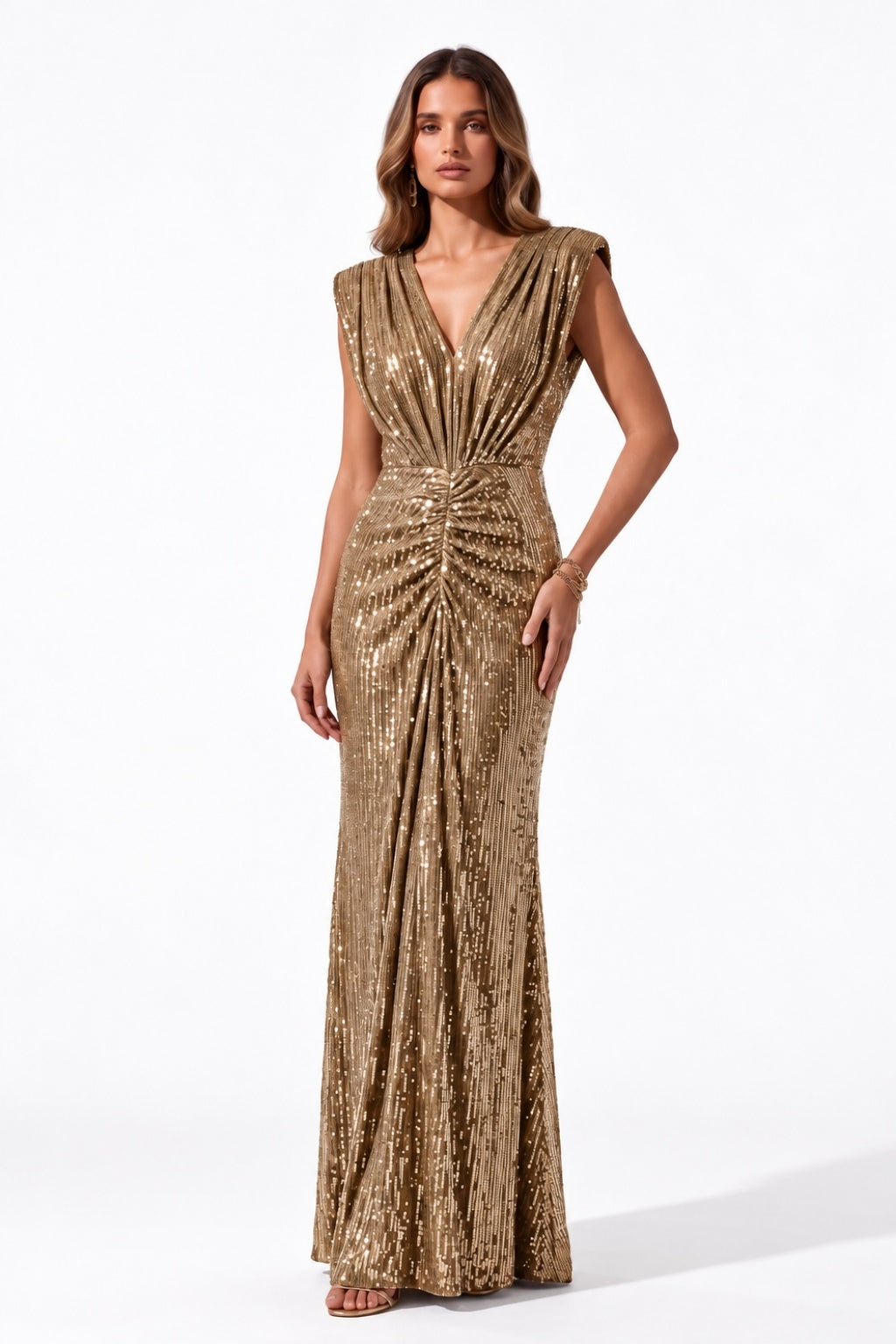Sheath-Column Floor Length Sequined Wedding Guest Dress CG0383