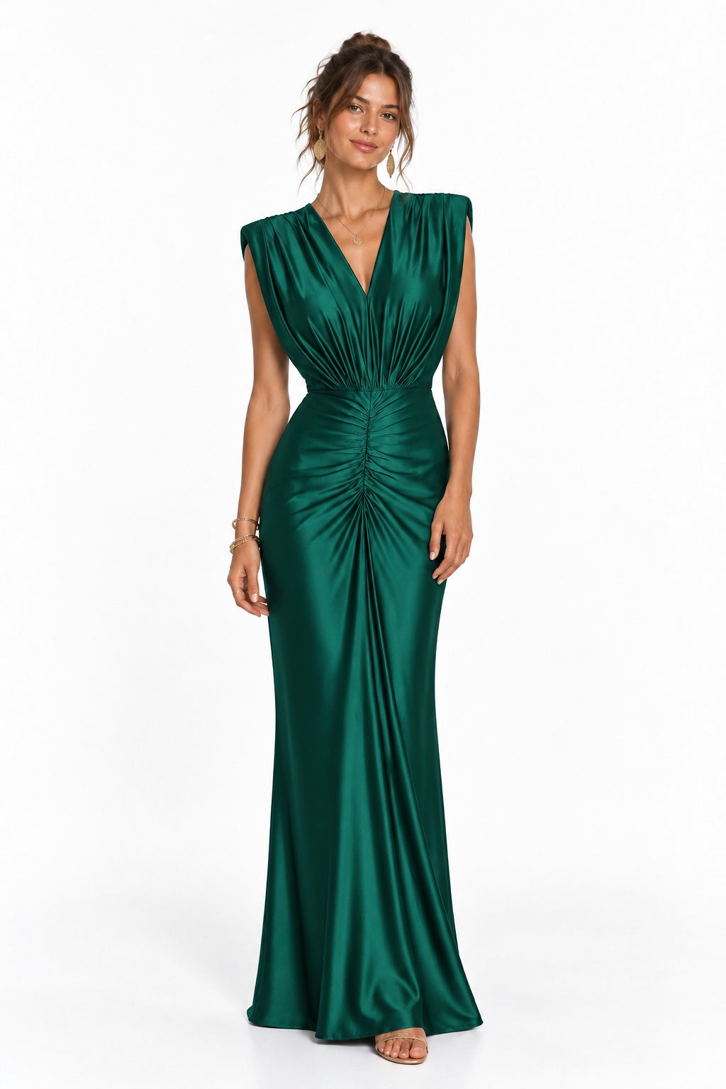 Sheath-Column Floor Length Stretch Satin Wedding Guest Dress CG0385 - Hunter Green - COCOMELODY