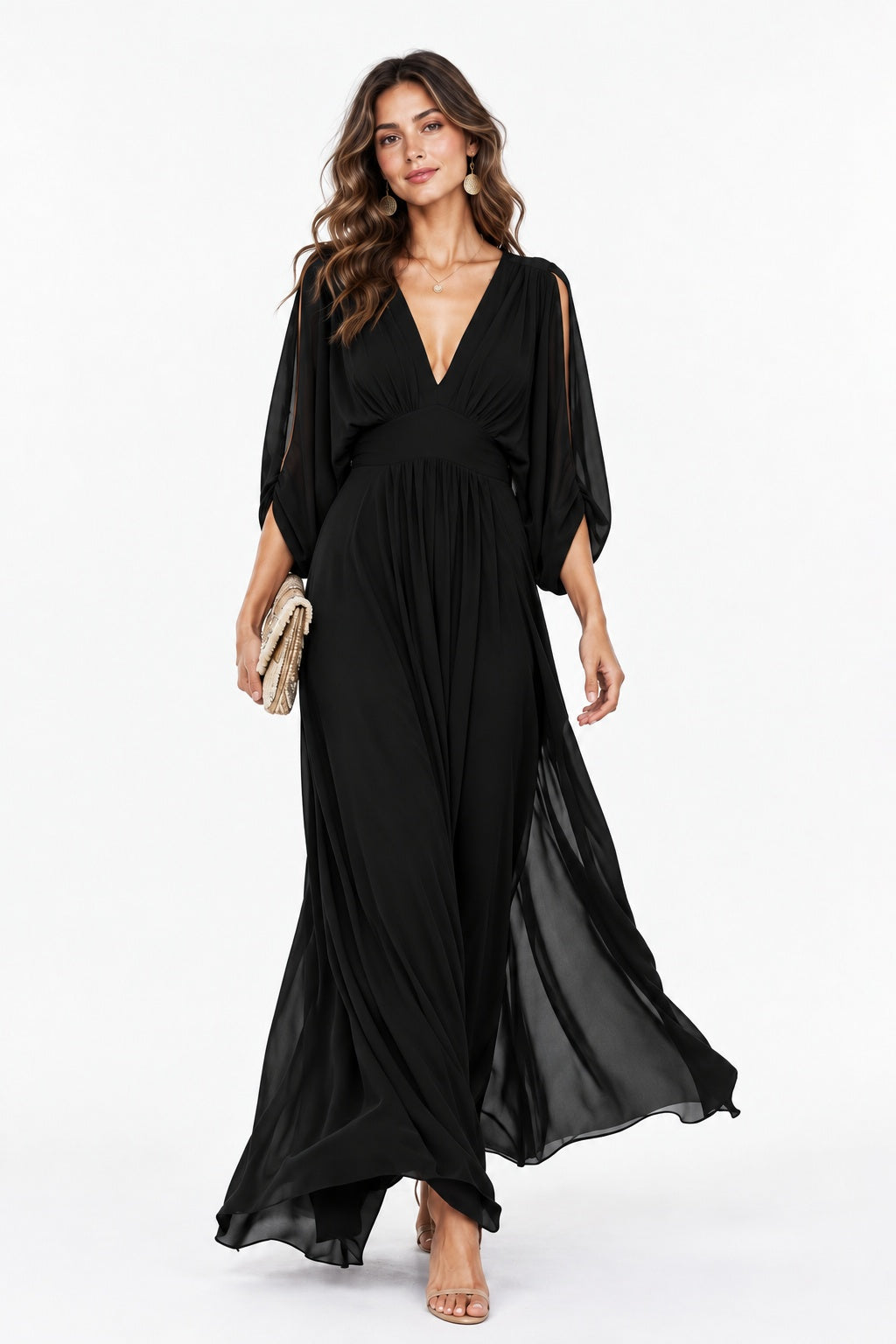 A-Line Ankle Length Chiffon Wedding Guest Dress CG0386 - Black - COCOMELODY