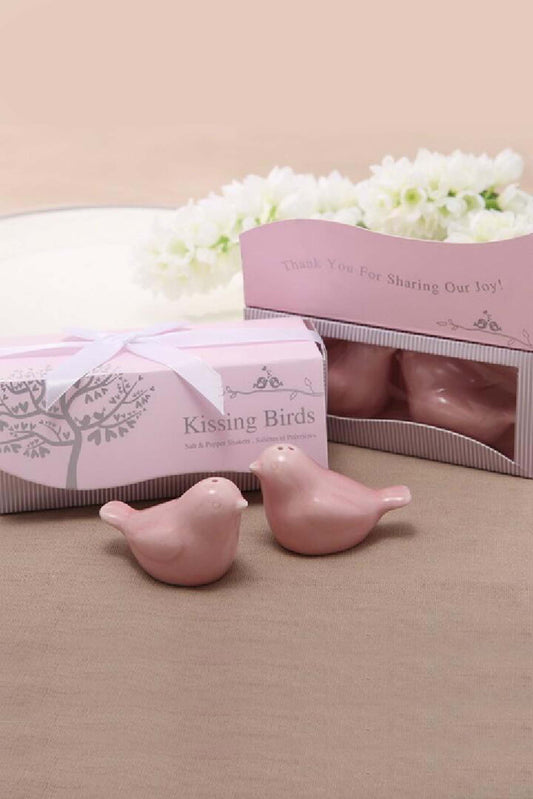 Pink Kissing Birds Salt and Pepper Shakers Set for Wedding Shower Favors CGF0011 (Set of 6 pcs)