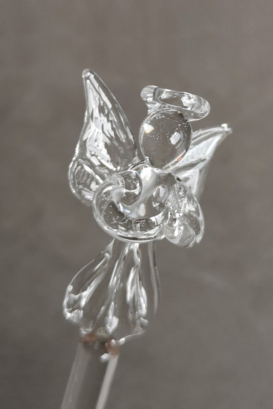 Small Glass Drink Stirrers with Praying Angel Topper CGF0166 (Set of 6 pcs)