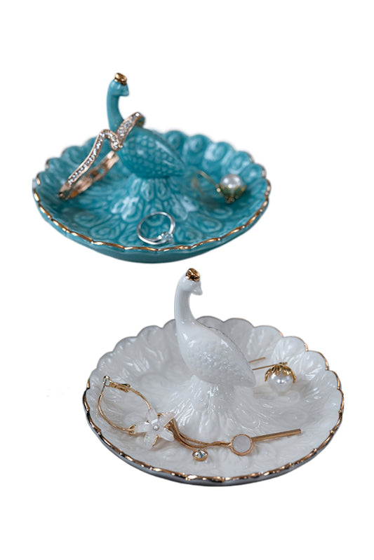Ceramic Peacock Jewelry Ring Dishe CGF0194 (Set of 1 pcs)