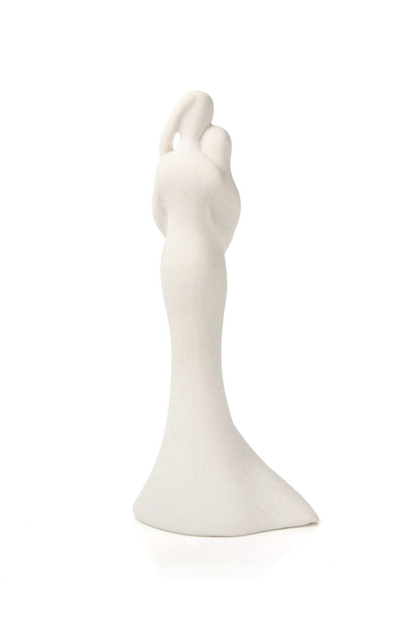 White Hand-Sculpted Ceramic Grained Wedding Couple Lighted Figurine 6.9Inch CGF0199 (Set of 1 pcs) - COCOMELODY