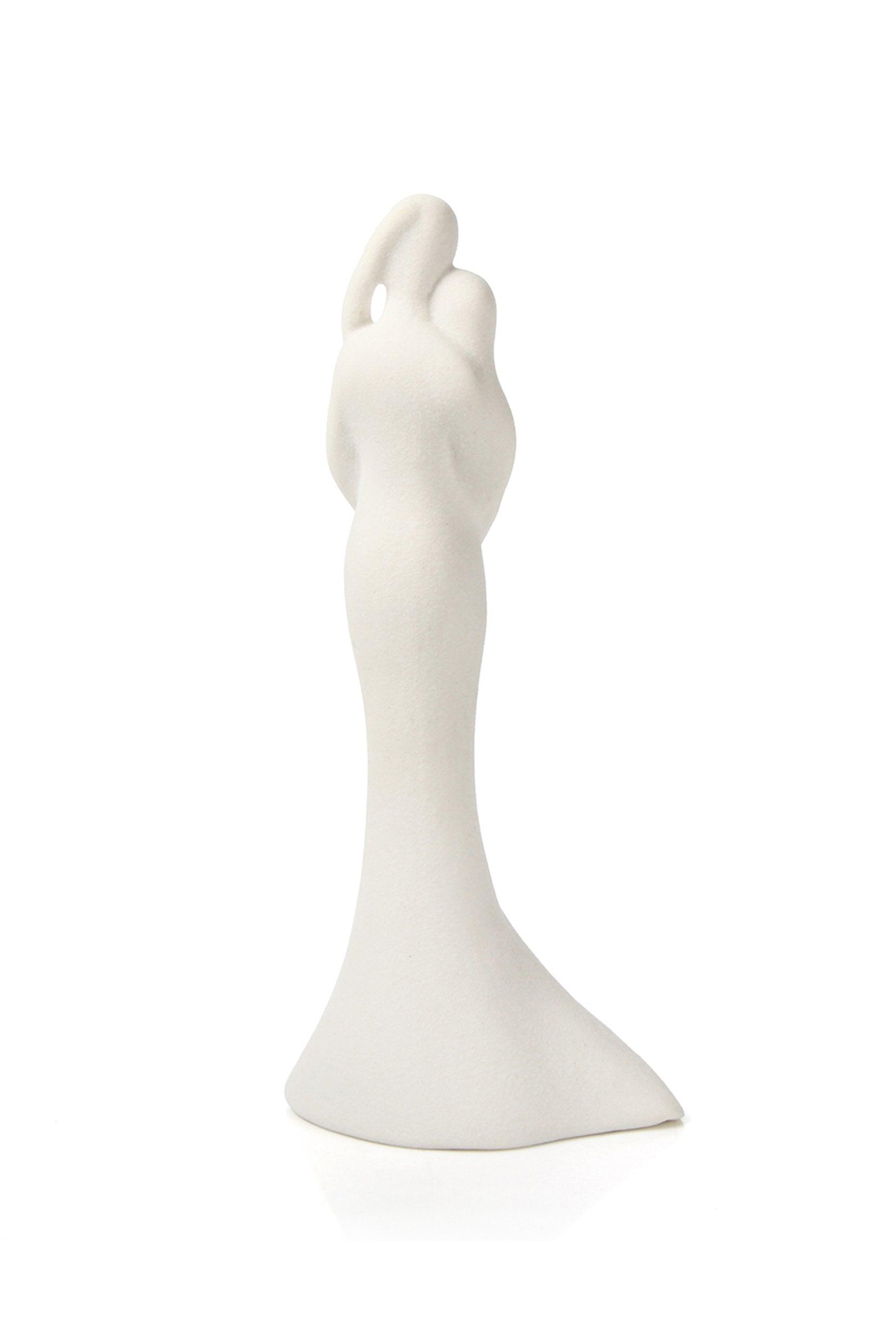 White Hand-Sculpted Ceramic Grained Wedding Couple Lighted Figurine 6.9Inch CGF0199 (Set of 1 pcs) - COCOMELODY