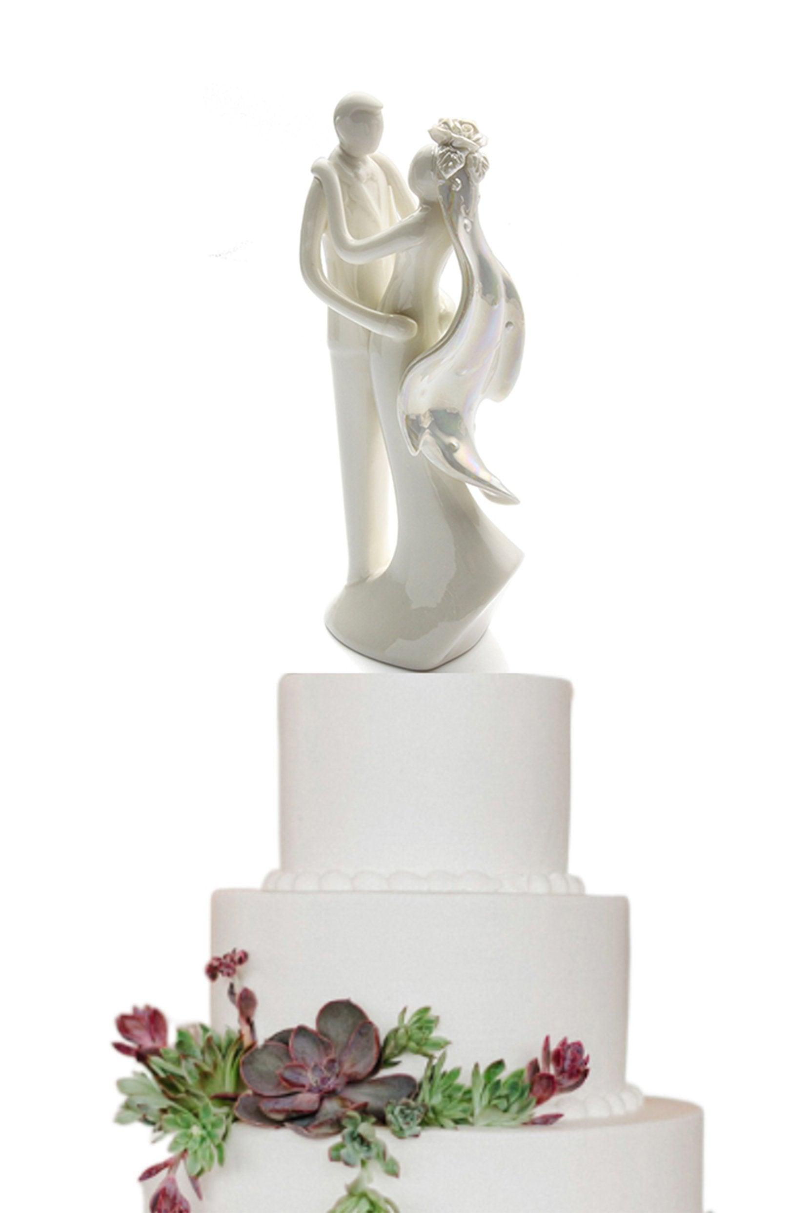 Wedding Cake Topper-Pearl Color Bride Groom Couple Topper CGF0203 (Set of 1 pcs) - COCOMELODY
