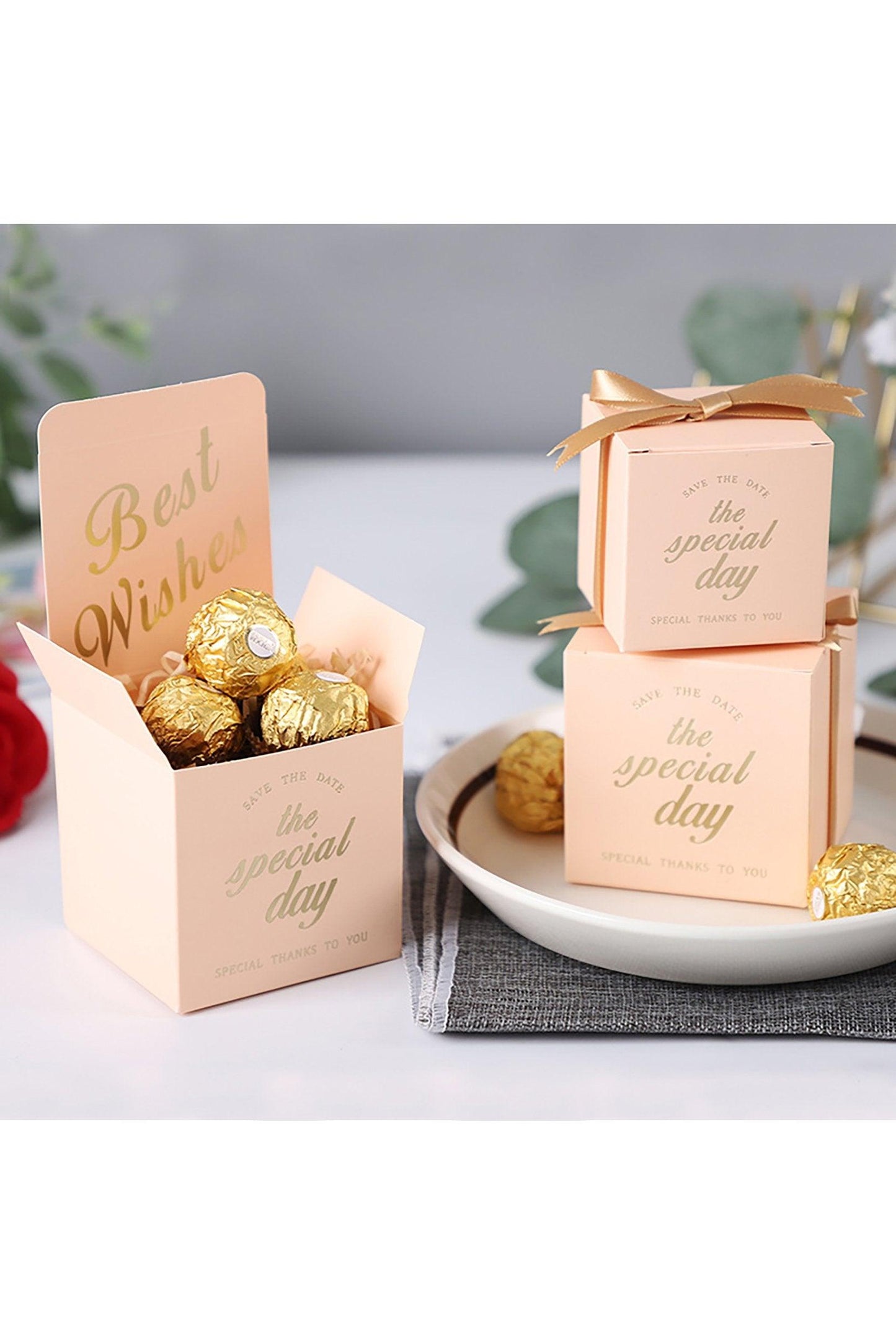 Save the Date Favor Boxes with Ribbon CGF0243 (Set of 12 pcs)