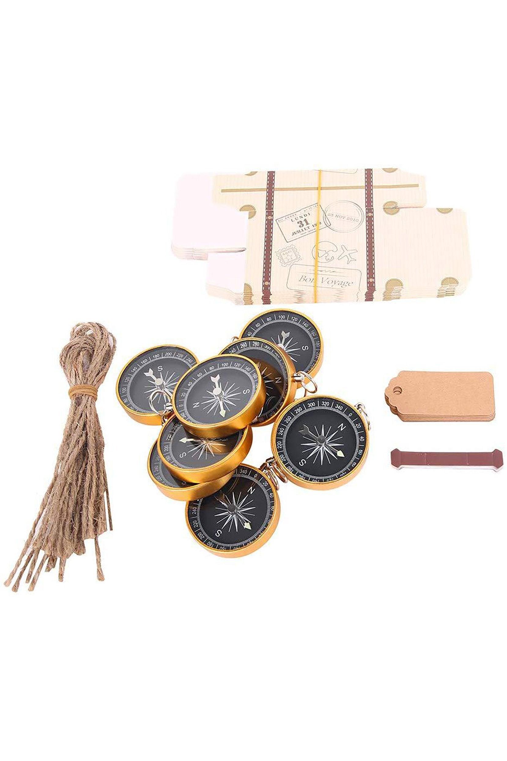 Vintage Suitcase Design Favor Box with Compass CGF0245 (Set of 12 pcs) - COCOMELODY