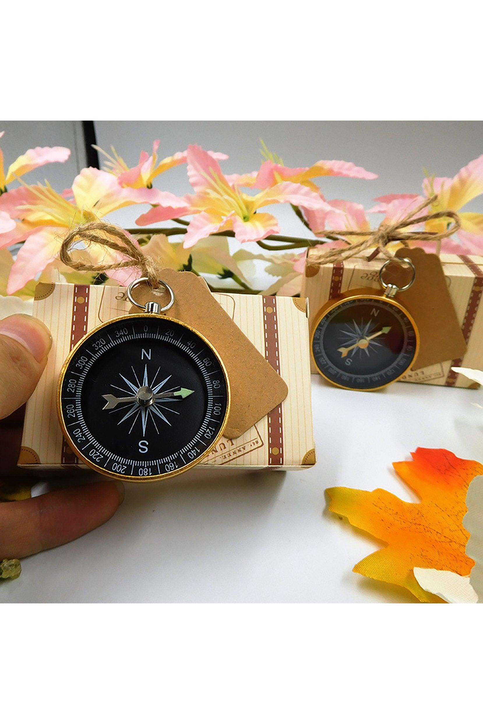 Vintage Suitcase Design Favor Box with Compass CGF0245 (Set of 12 pcs) - COCOMELODY